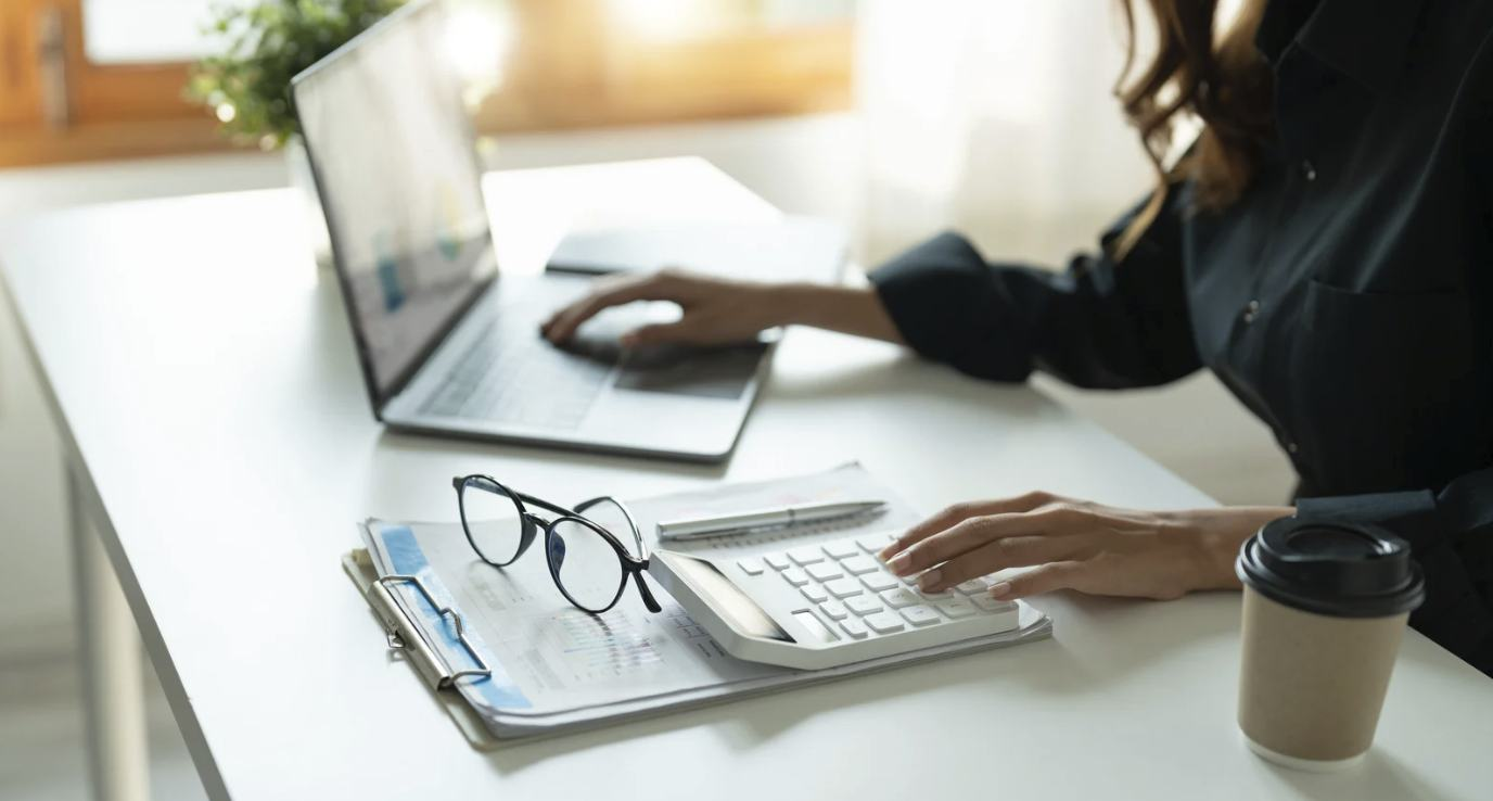 Professional workspace with laptop and accessories